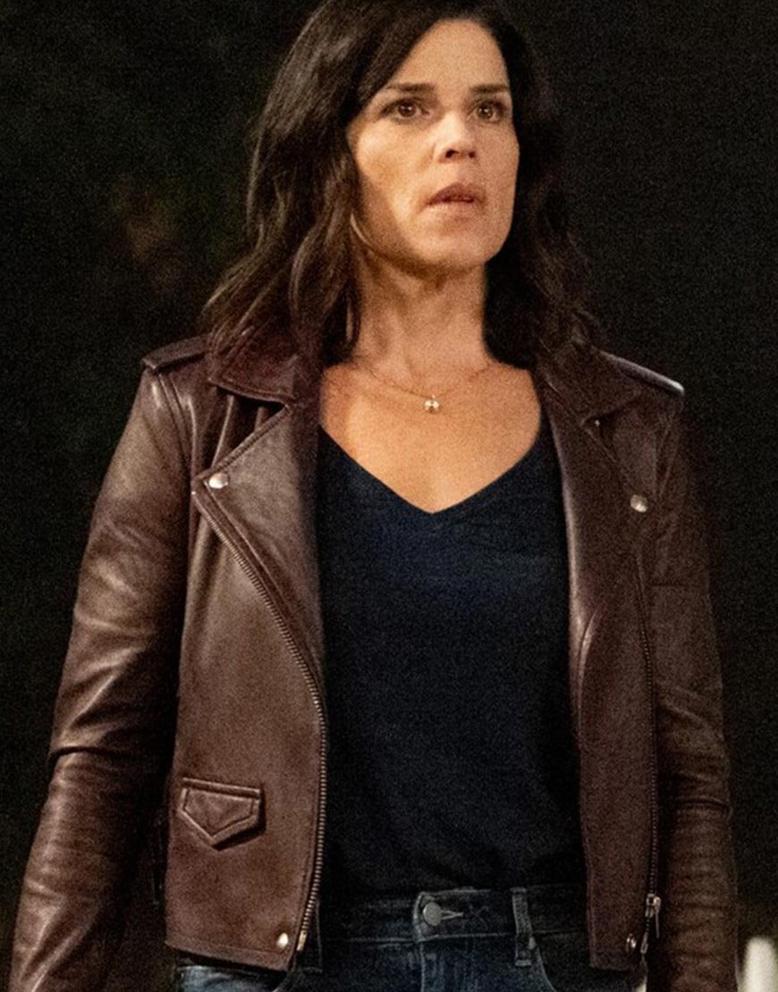 Scream 2022 Neve Campbell Brown Leather Jacket
